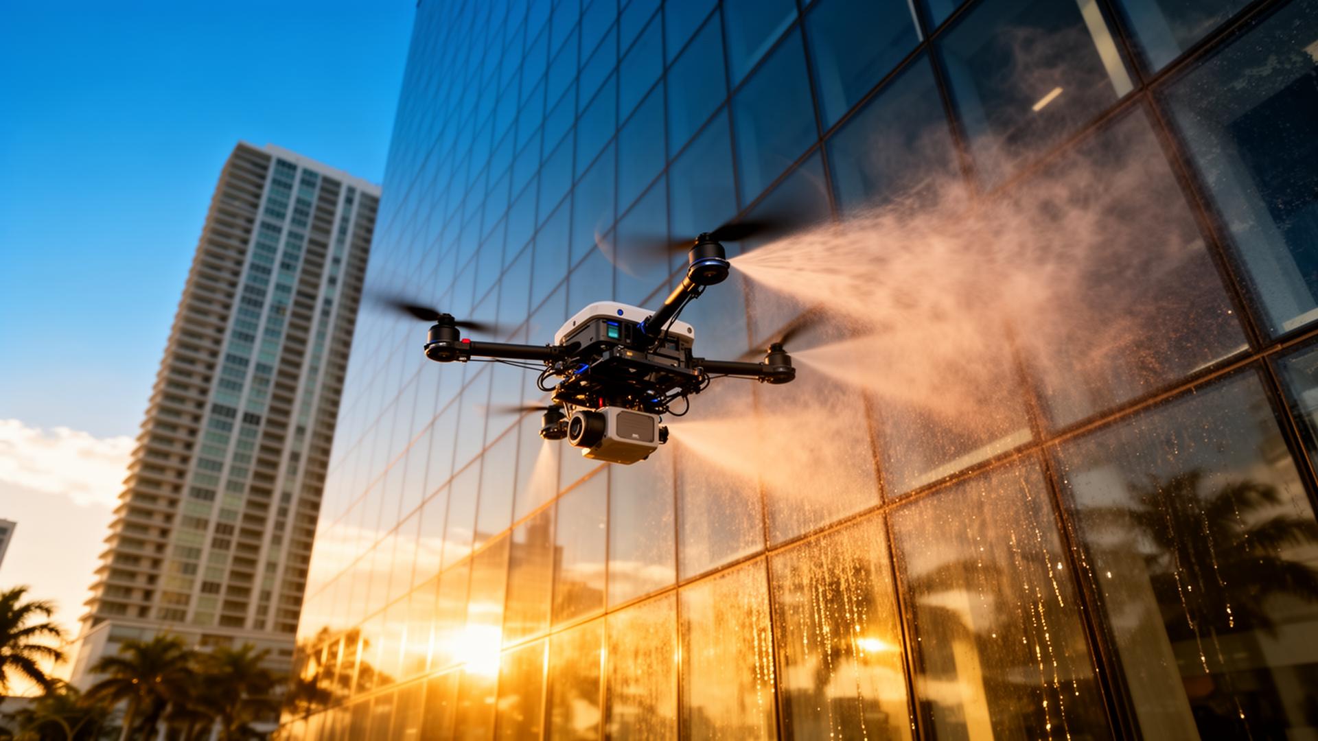 Miami skyline cleaning operation